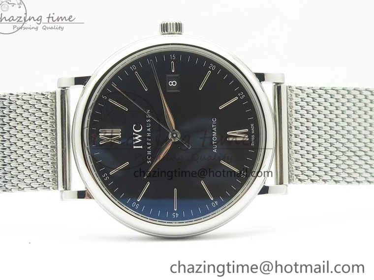 MIROTIME 0104 FastDry Portofino IW356501 SS V3 MK 1:1 Best Edition Black Dial On SS Mesh Bracelet MIYOTA 7195